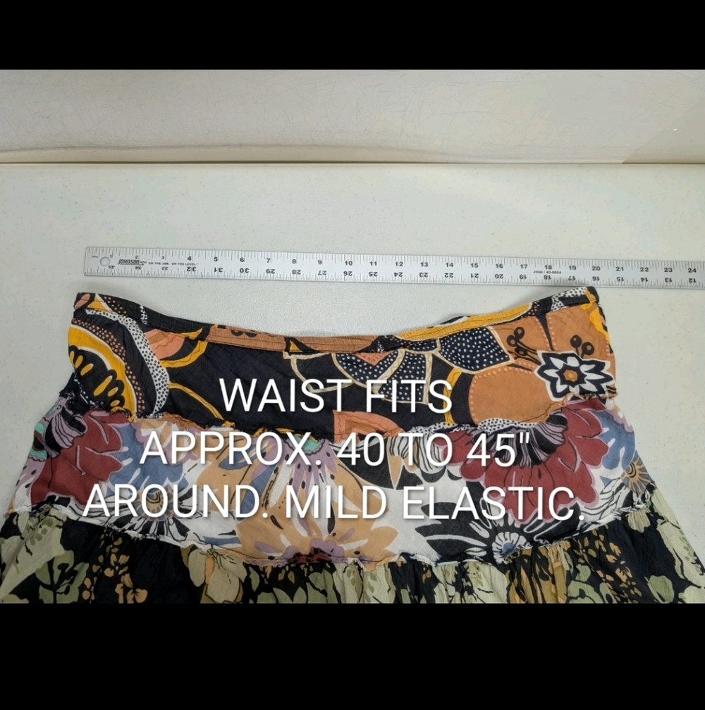 Derek Heart Tiered Patchwork Skirt L Boho Festival Fairy Whimsical #7 - Picture 7 of 9